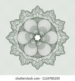 Green rosette. Linear Illustration.