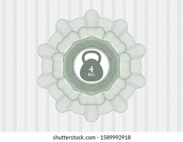 Green rosette. Linear Illustration with 4kg kettlebell icon inside