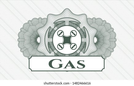 Green rosette. Linear Illustration. with air drone icon and Gas text inside