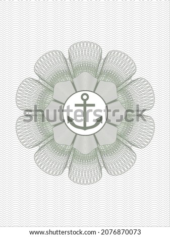 Green rosette. Linear Illustration. with anchor icon inside