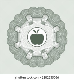 Green rosette. Linear Illustration with apple icon inside