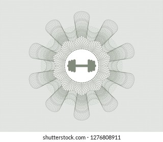 Green rosette. Linear Illustration with big dumbbell icon inside