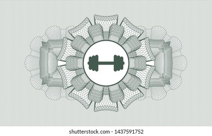 Green rosette. Linear Illustration. with big dumbbell icon inside