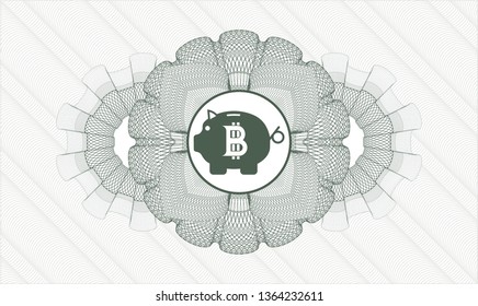 Green rosette. Linear Illustration. with bitcoin piggy bank icon inside