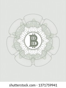 Green rosette. Linear Illustration with bitcoin icon inside