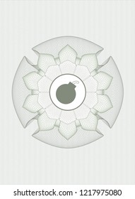 Green rosette. Linear Illustration with bomb icon inside