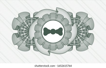 Green rosette. Linear Illustration. with bow tie icon inside