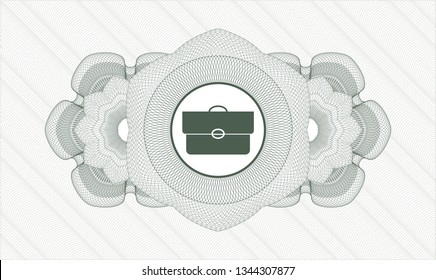 Green rosette. Linear Illustration. with briefcase icon inside