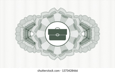 Green rosette. Linear Illustration. with briefcase icon inside