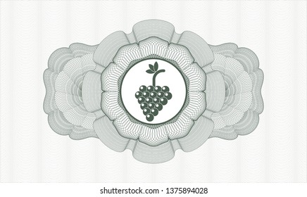 Green rosette. Linear Illustration. with bunch of grapes icon inside