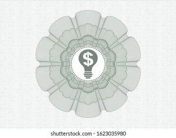 Green rosette. Linear Illustration with business idea icon inside