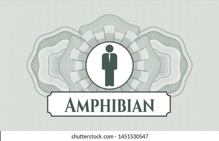 Green rosette. Linear Illustration. with businessman icon and Amphibian text inside