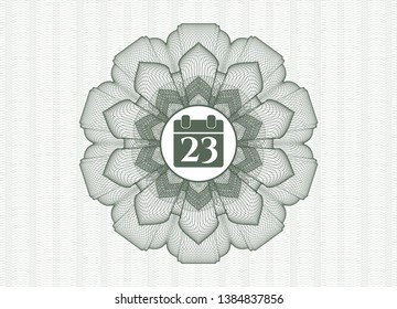 Green rosette. Linear Illustration with calendar icon inside