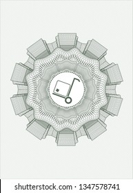 Green rosette. Linear Illustration with cargo icon inside