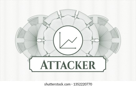 Green rosette. Linear Illustration. with chart icon and Attacker text inside