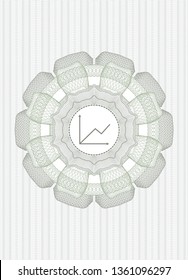 Green rosette. Linear Illustration with chart icon inside