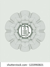 Green rosette. Linear Illustration with clinic history icon inside