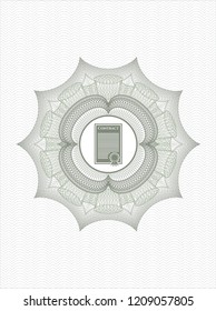 Green rosette. Linear Illustration with contract icon inside