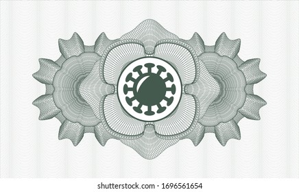Rosette verde. Ilustración lineal. con icono coronavirus dentro