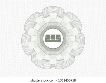 Green rosette. Linear Illustration with couch icon inside