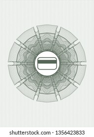 Green rosette. Linear Illustration with credit card icon inside