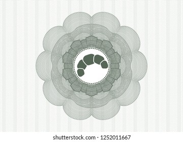 Green rosette. Linear Illustration with croissant icon inside