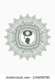 Green rosette. Linear Illustration with depression icon inside