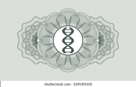 Green rosette. Linear Illustration. with dna icon inside