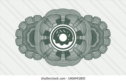 Green rosette. Linear Illustration. with donut icon inside