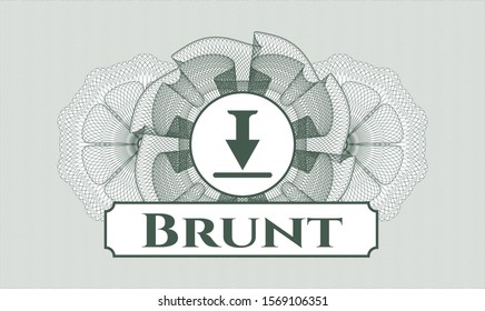 Green rosette. Linear Illustration. with download icon and Brunt text inside