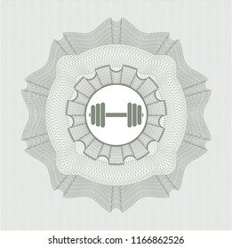 Green rosette. Linear Illustration with dumbbell icon inside