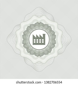 Green rosette. Linear Illustration with factory icon inside