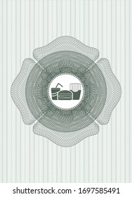 Green rosette. Linear Illustration with fast food icon inside
