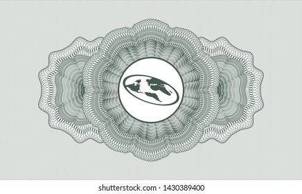 Green rosette. Linear Illustration. with flat earth icon inside