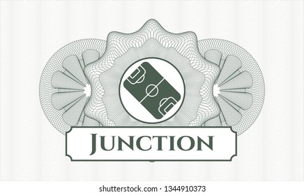 Green rosette. Linear Illustration. with football field icon and Junction text inside