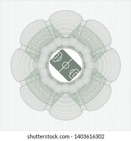 Green rosette. Linear Illustration with football field icon inside