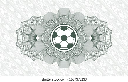 Green rosette. Linear Illustration. with football ball icon inside