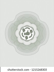 Green rosette. Linear Illustration with good customer feedback icon inside