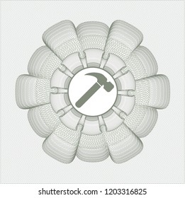 Green rosette. Linear Illustration with hammer icon inside