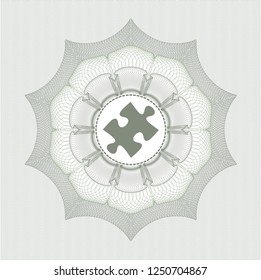 Green rosette. Linear Illustration with jigsaw puzzle piece icon inside