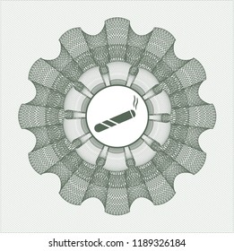 Green rosette. Linear Illustration with joint, cigarette icon inside