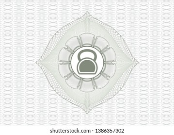 Green rosette. Linear Illustration with kettlebell icon inside