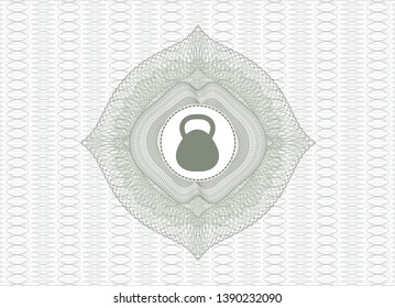 Green rosette. Linear Illustration with kettlebell icon inside
