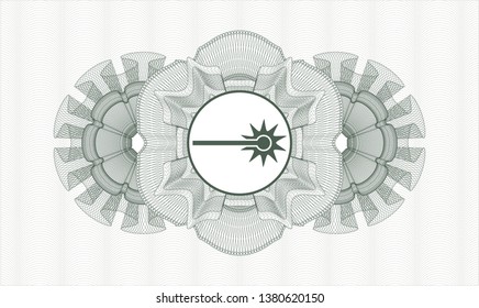Green rosette. Linear Illustration. with laser icon inside