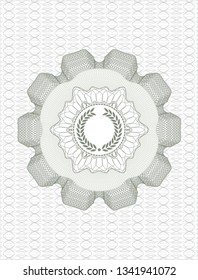 Green rosette. Linear Illustration with laurel wreath icon inside
