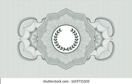 Green rosette. Linear Illustration. with leaf crown icon inside