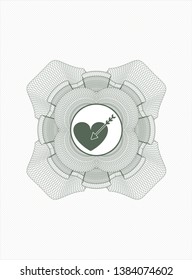 Green rosette. Linear Illustration with love icon inside