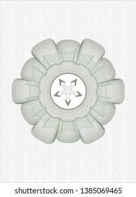 Green rosette. Linear Illustration with ninja star icon inside