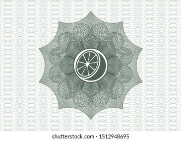 Green rosette. Linear Illustration with orange icon inside