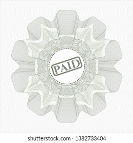 Green rosette. Linear Illustration with paid icon inside